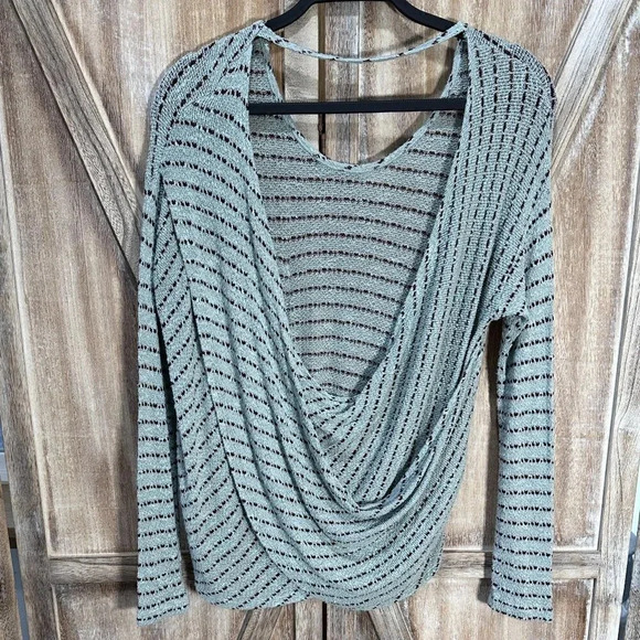 Free People Angel Island Stripe Hacci Jumper in Mint Stripe - Picture 3 of 6